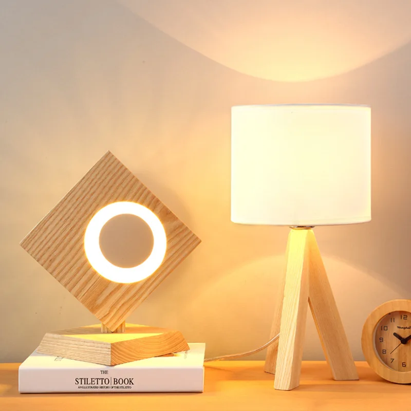 LED Table Lamp Wooden Bed Bedside Home Deco For Living Room Bedroom Lamparas De Mesa Para El Dormitorio Classic | Освещение
