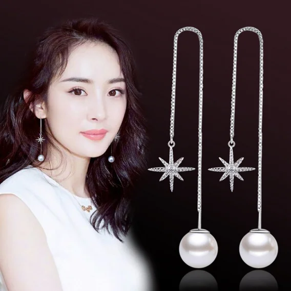 OMHXZJ Оптовая Продажа Модные простые Джокер жемчуг kpop 925 стерлингового серебра