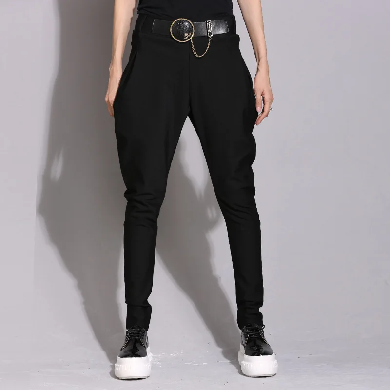 Женские шаровары с ремнем Tide черные брюки большого размера на весну и лето