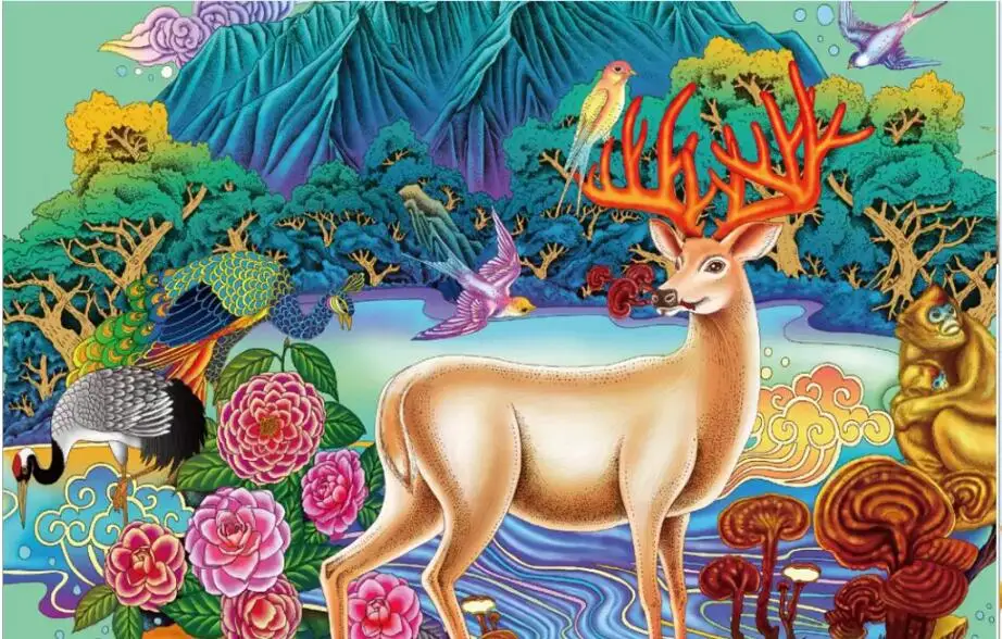 Фотообои на заказ 3d для комнаты настенная бумага в европейском стиле лес лось