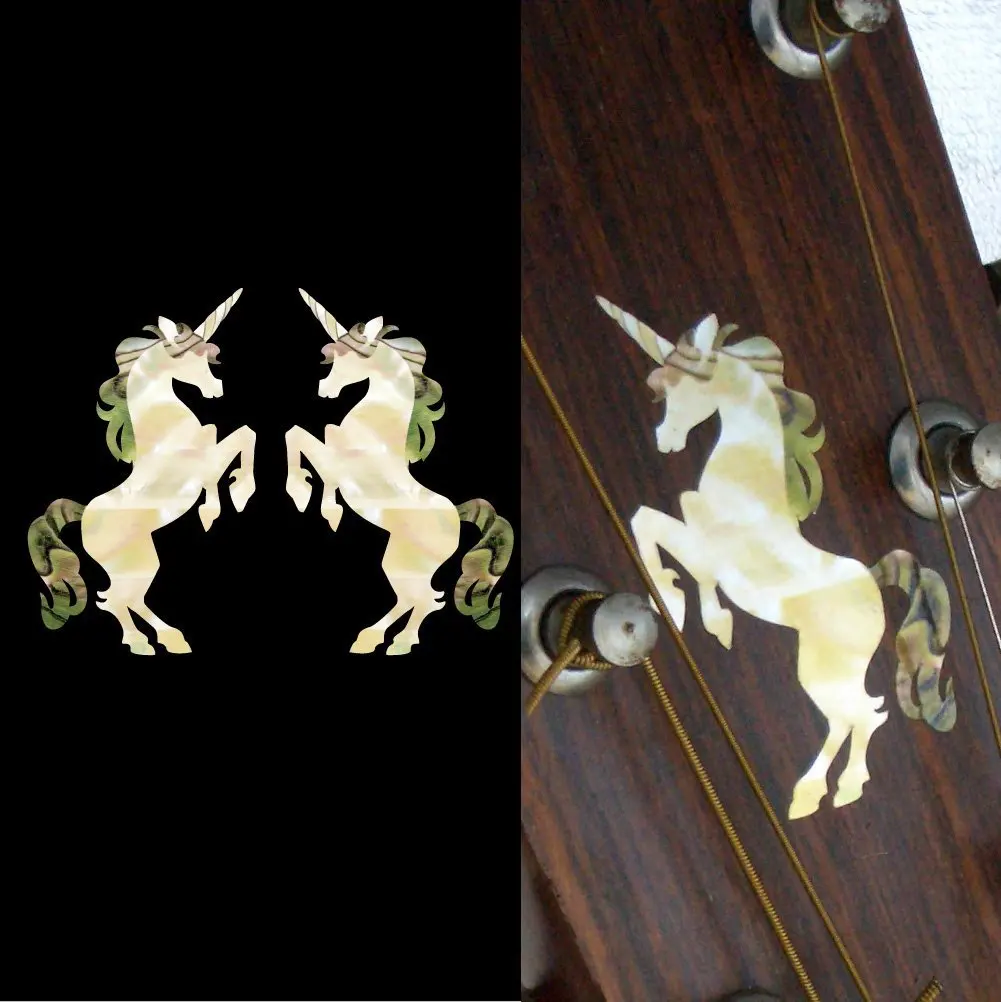 

Inlay Sticker Decal Guitar Headstock In MOP Theme - Unicorn L/R
