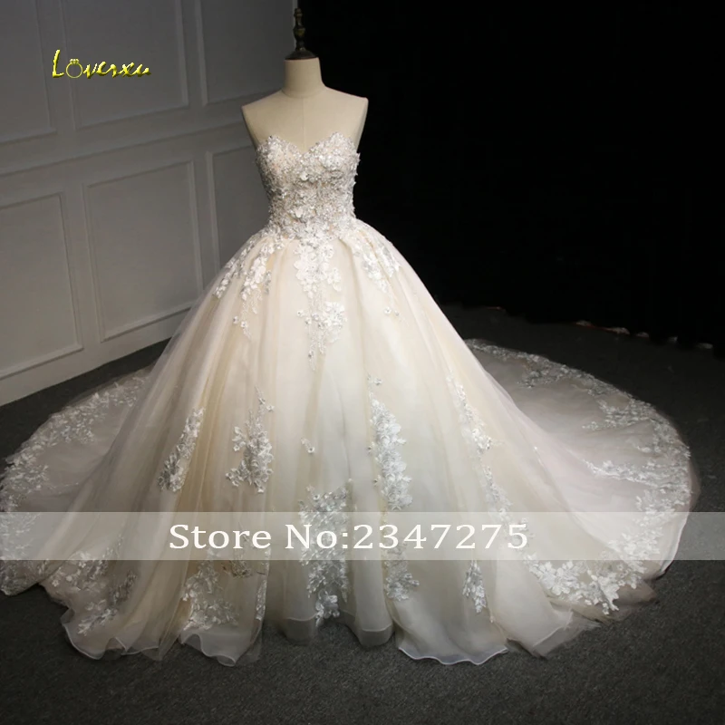 Loverxu Vestido De Noiva Милая Свадебные и Бальные платья 2018 кисейные аппликации цветной