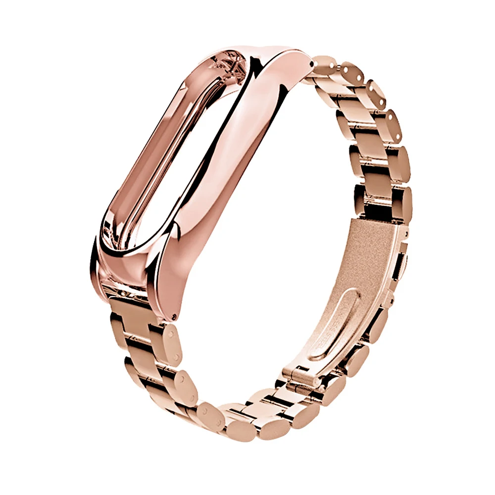 Style 2 Rose Gold Браслет mi Band 4/3 с металлическим каркасом, браслет из нержавеющей стали, сменные ремешки для Xiaomi mi, ремешок на запястье 2 - Цвет ремешка: Style 2 Rose Gold