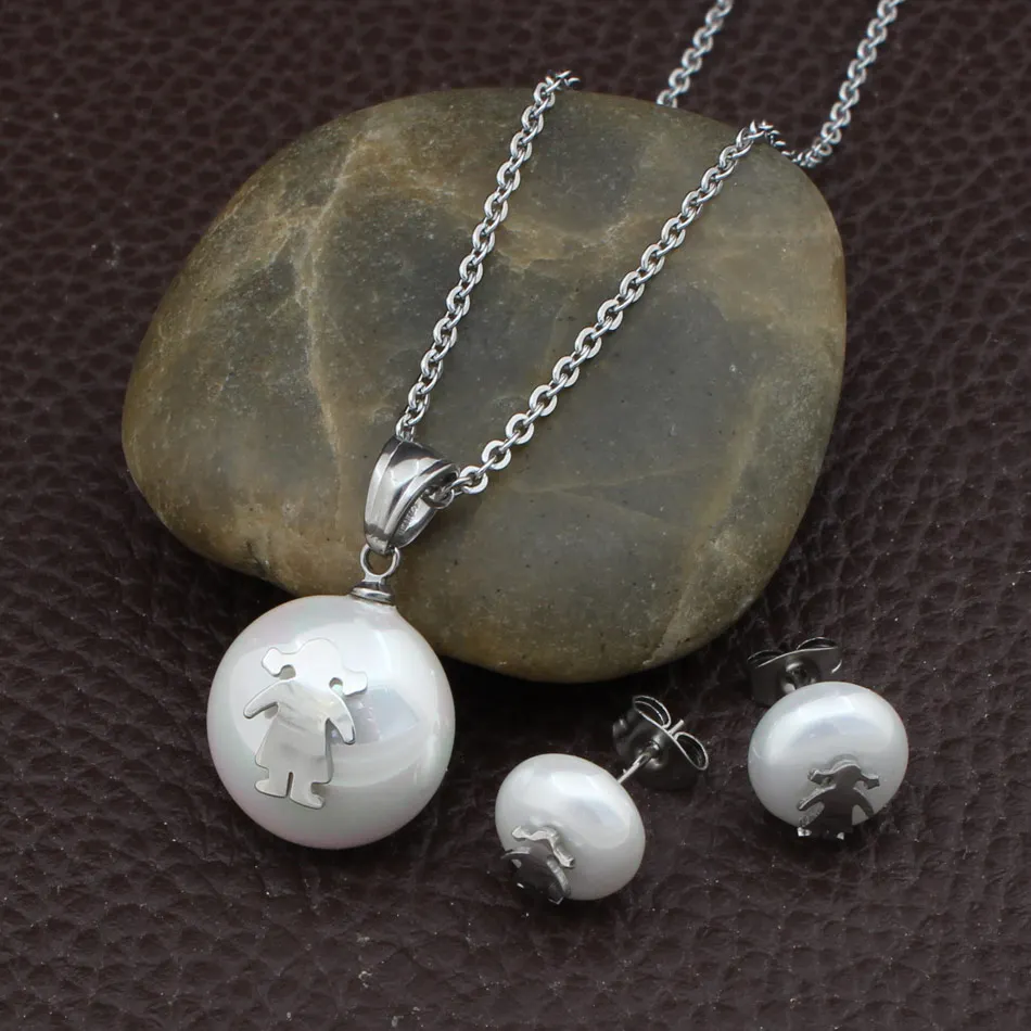 День матери нержавеющая сталь Jewelry золото цвет рисунок кулон + серьги наборы для