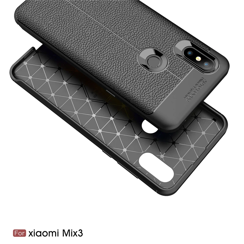 Чехол для Xiaomi MI MIX 3 прочный корпус в стиле личи силиконовый защитный чехол из ТПУ