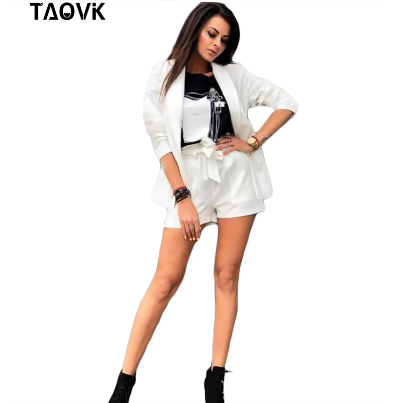 TAOVK, рабочая одежда, короткие штаны, костюм для женщин, лето, весна, с длинными рукавами, блейзер с шортами, OL, офисные, женские, официальные костюмы