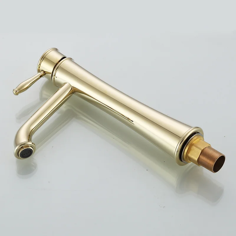 Винтажный антикварный медный латунный кран для умывальника с золотым покрытием