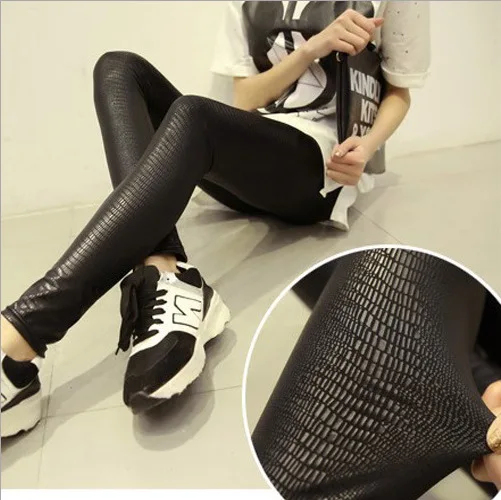 Женские модные штаны из искусственной кожи сексуальные леггинсы со змеиным