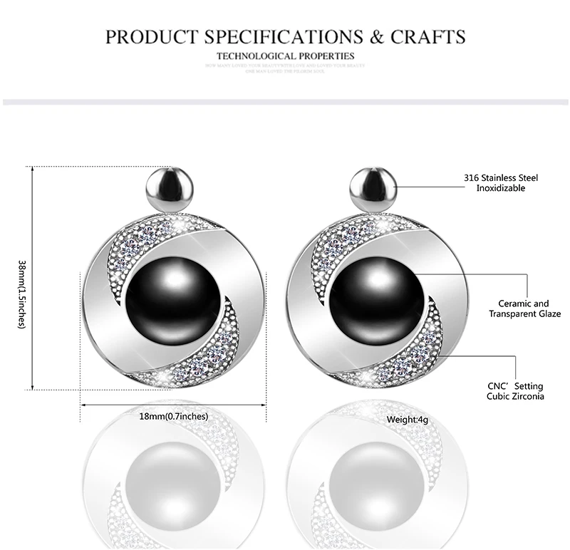 New Classic Black White Ceramic Jewelry Set Wedding Party For Women Lady Round Stud Earrings And Double Layer Circle Necklace