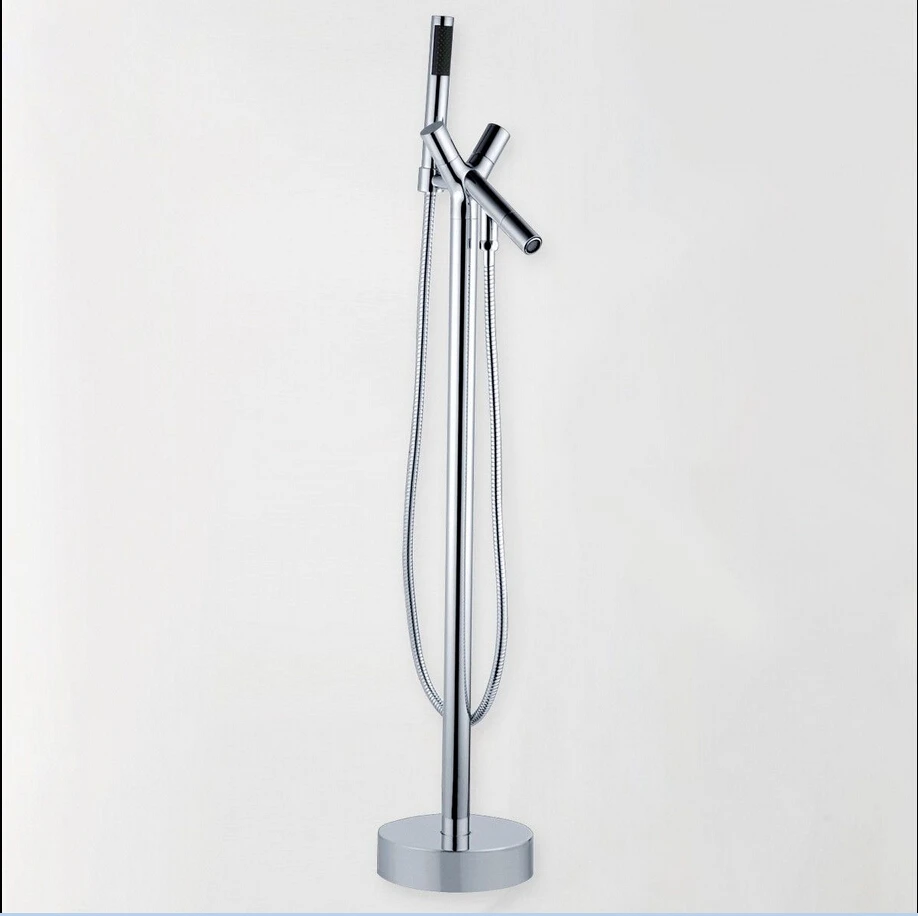 

Free shipping New Bathroom Two Handle Free Standing Bath Tub Filler Faucet Shower Handshower 025