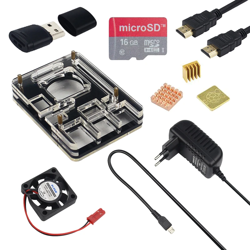 Raspberry Pi 3 Model B акриловый корпус + вентилятор процессора 5 В 3A адаптер питания
