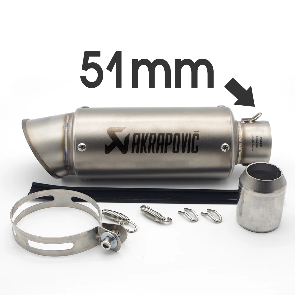 Akrapovic выхлопной мотоцикл дБ убийца 51/61 мм для honda cbr 929 rr yamaha r15 v3 светильник ktm 125 sx suzuki ltz 400 yamaha fz6 - Цвет: A Laser mark 51mm