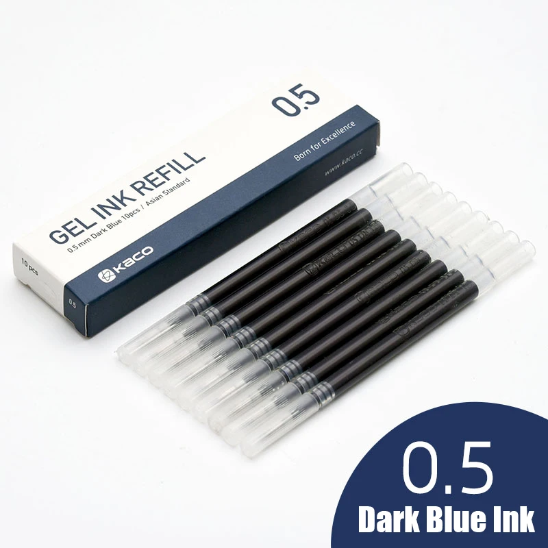 Dark Blue reiflls 5 шт./кор. Kaco Ретро темные Цветной гелевые ручки выдвижной 0,5 мм Классическая приковывающая взгляд темно-красный/зеленый/коричневый/цвет синий, черный; большие размеры ручки для журнала - Цвет: Dark Blue reiflls