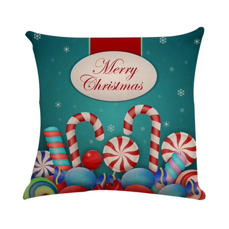 Рождественская наволочка из хлопка и льна для подушки дивана автомобиля