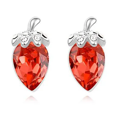Простые OL стильные серьги гвоздики с настоящими кристаллами Swarovski белого золота