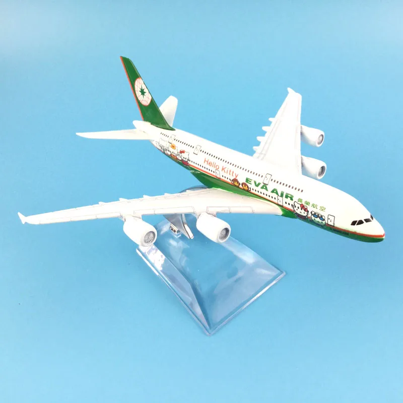 16 см A380 EVA AIR рисунок «HELLO KITTY» из металлического сплава модель самолет модель игрушечный самолет подарок на день рождения