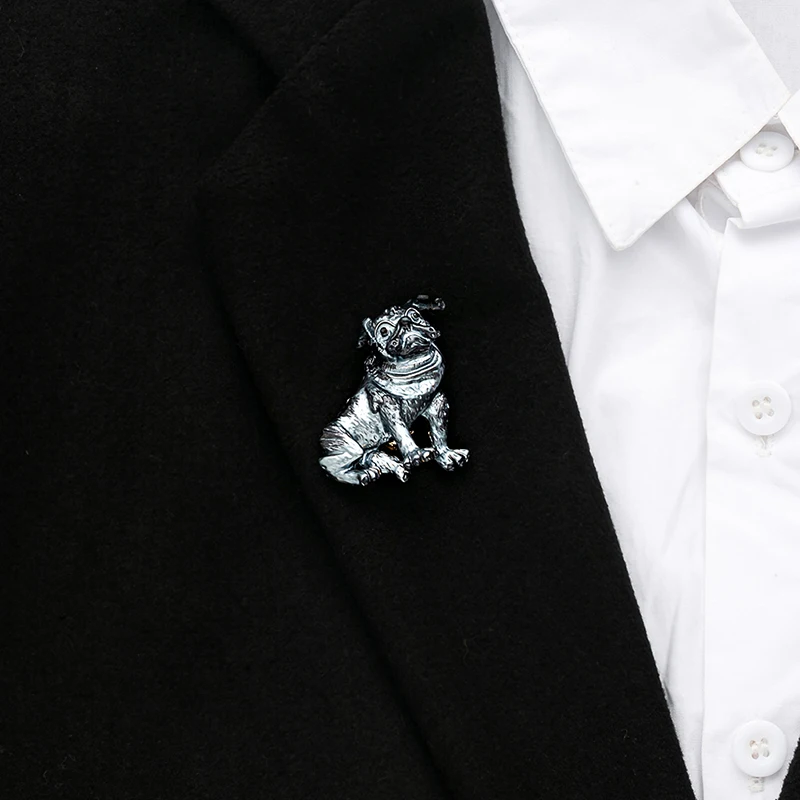 Fashion Alloy Dog Brooches for Women Ancient Silver Pug Brooch Pin Jewelry Gift Lapel Pins Hat Badges Accessories | Украшения и