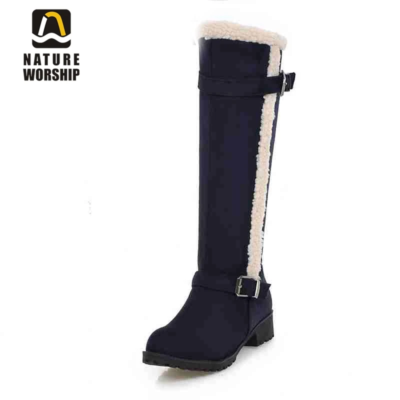 

Size 34-43 British style women boots fashion Buckle Casual boots Square heel Knee-High long boots RoundToe Winter Knight boots