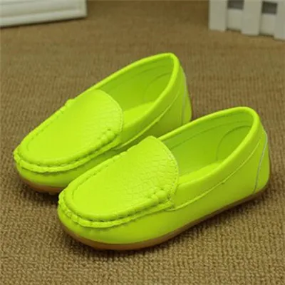 Fluorescent green MHYONS, новинка, модная детская обувь, все размеры 21-30, детские кроссовки из искусственной кожи, обувь для малышей, водонепроницаемые мокасины для мальчиков и девочек, мягкие слипоны - Цвет: Fluorescent green