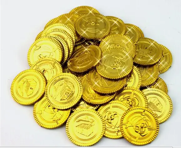 Золотые монеты Пиратская вечеринка сокровище пластиковая сумка игрушки