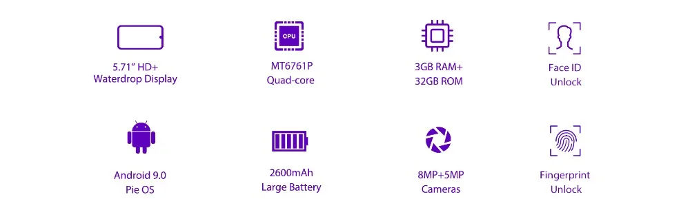 OUKITEL C16 Pro 5,7" 19:9 экран капли 3 ГБ 32 ГБ смартфон MTK6761P четырехъядерный отпечаток пальца LTE 2600 мАч Мобильный телефон для распознавания лица