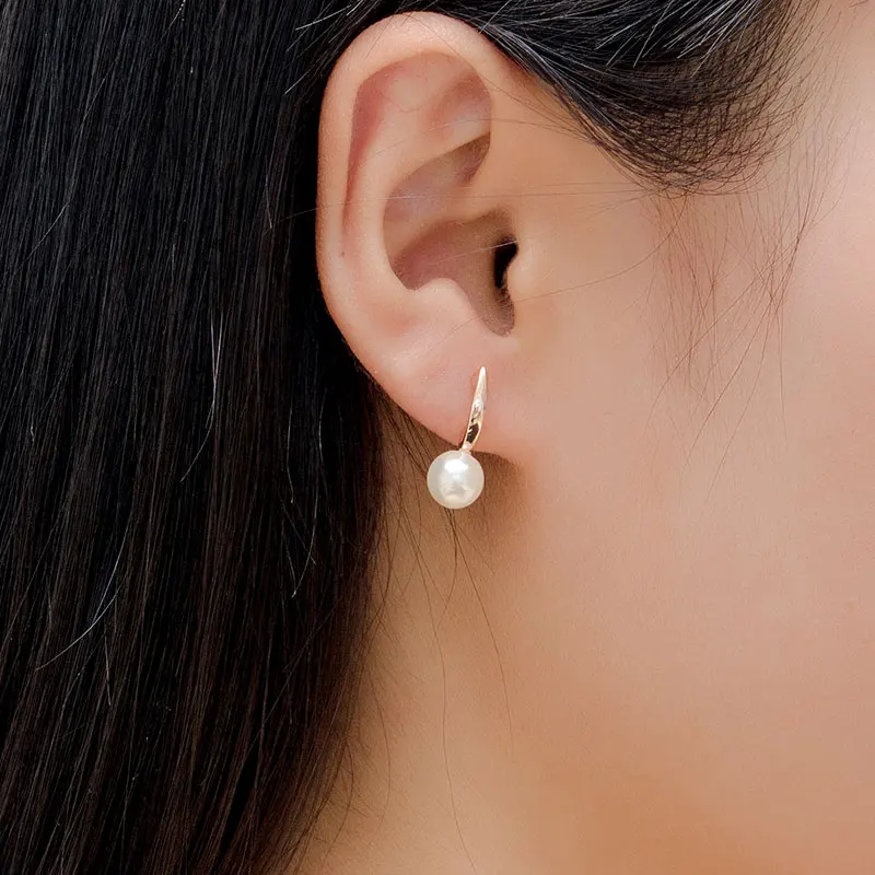 

USTAR simulated Pearls stud Earrings for women Rose gold color fashion jewelry Earring female brincos party gift top quality