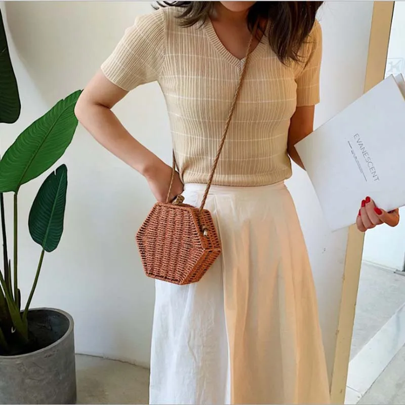 Женская сумочка роскошная сумка из ротанга натуральная кожа ручная работа