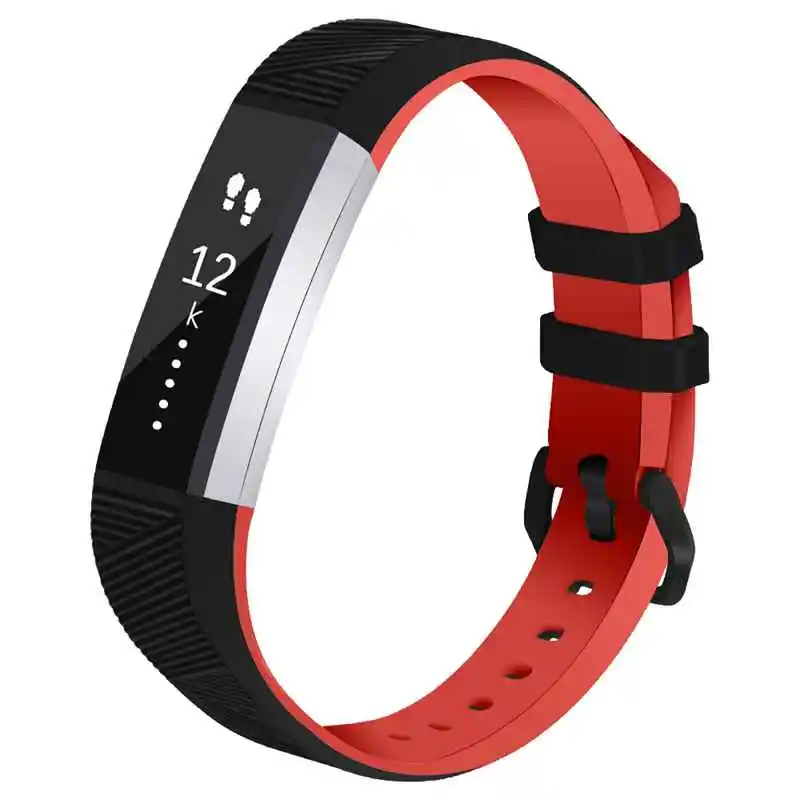 Black and red Joyozy Высокое качество мягкий силиконовый безопасный регулируемый ремешок для Fitbit Alta HR Браслет ремешок браслет часы - Цвет ремешка: Black and red