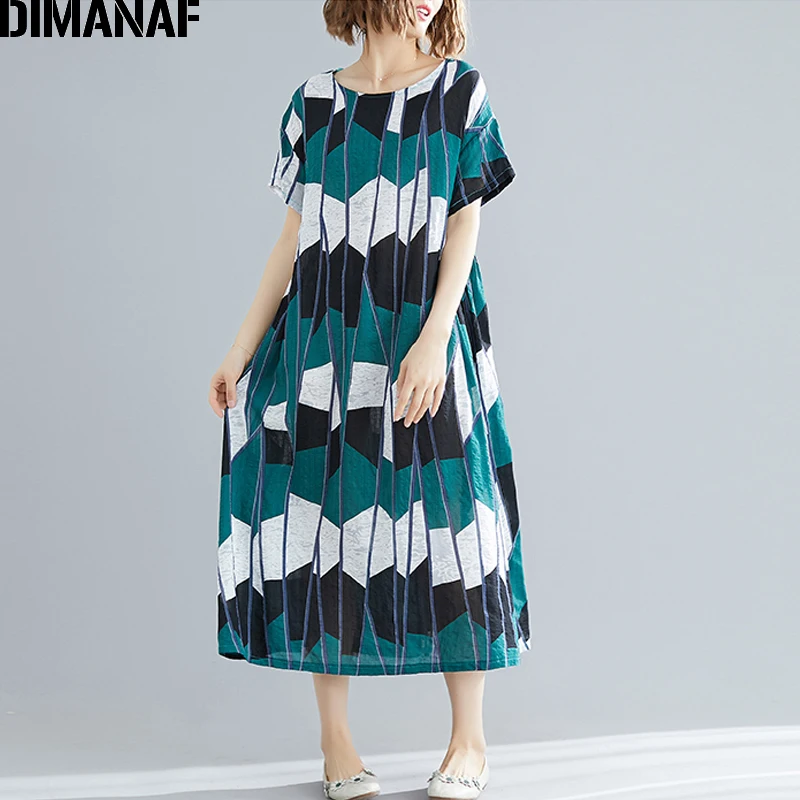 Женский пляжный сарафан DIMANAF свободное Повседневное платье лоскутного покроя из