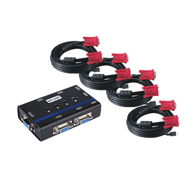 MT-Lamoda 4 Порты и разъёмы Авто VGA USB KVM SWITCH клавиш с оригинальным кабелем Поддержка