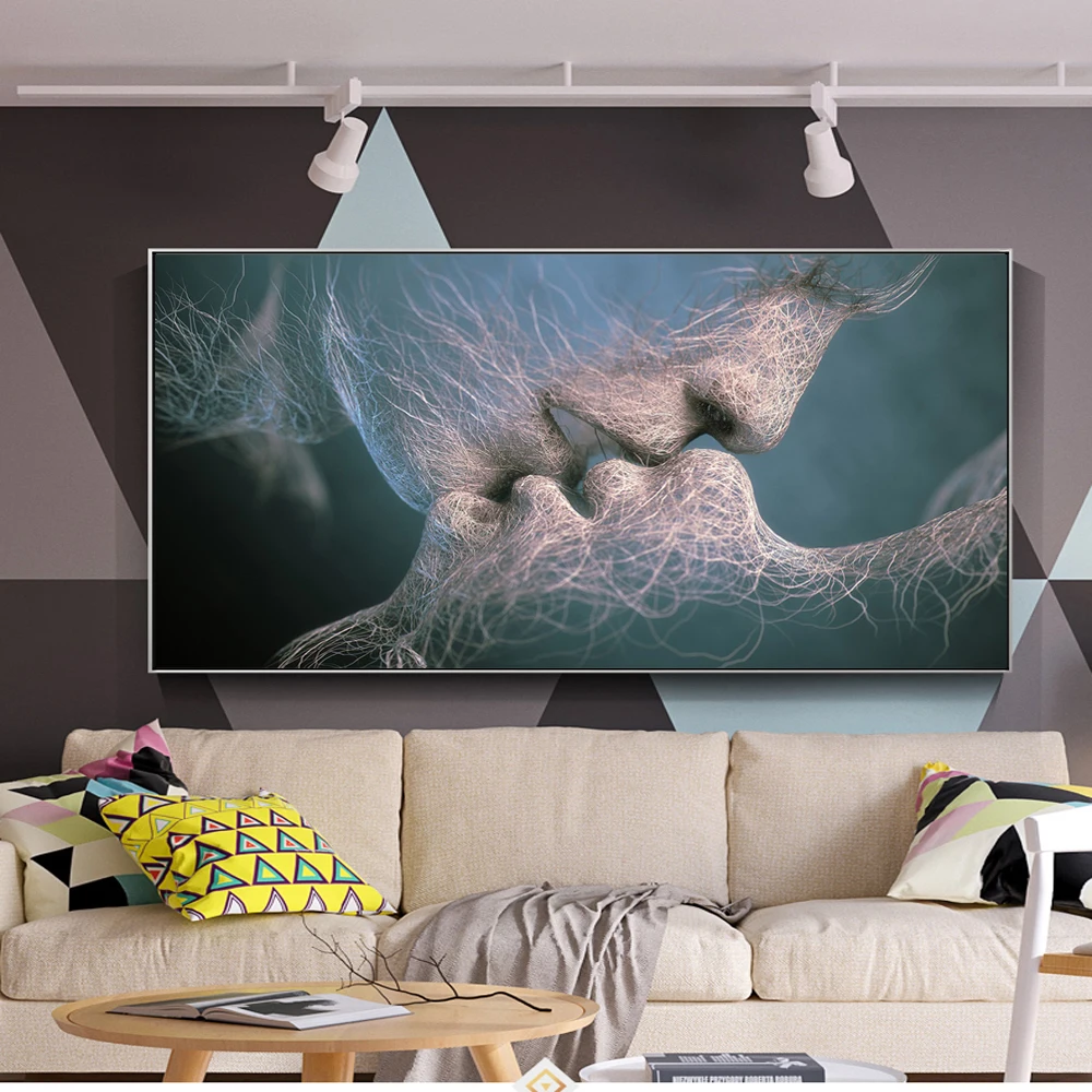 

Modern Kiss Canvas Art Prints Love Kiss Between Lovers Wall Posters Pop Art Canvas Wall Paintings For Living Room Cuadros Decor