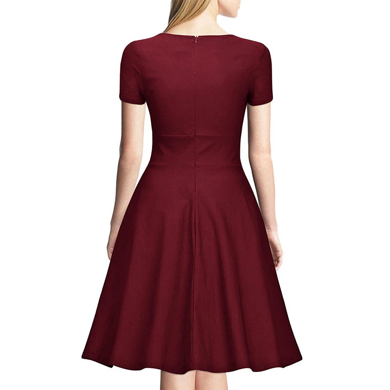 Ретро Платья для женщин Для 1950 элегантный качели одноцветное короткий рукав