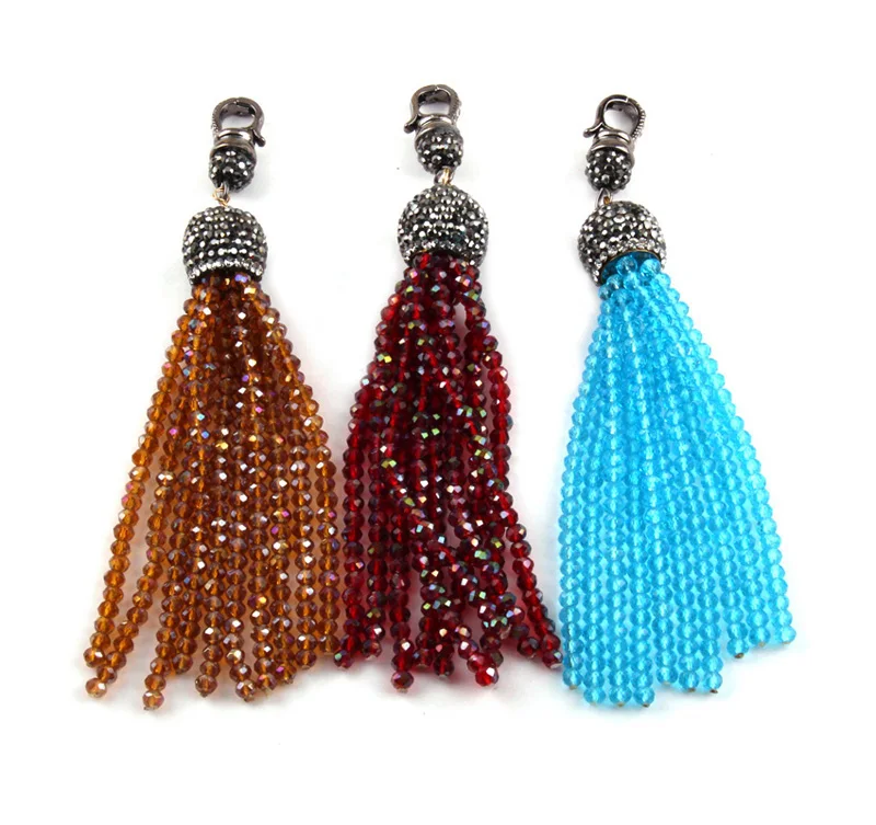 

MOODPC Fashion Crystal Tassel Hanging With Crystal Pave Lobster for DIY making necklace jewelry charm