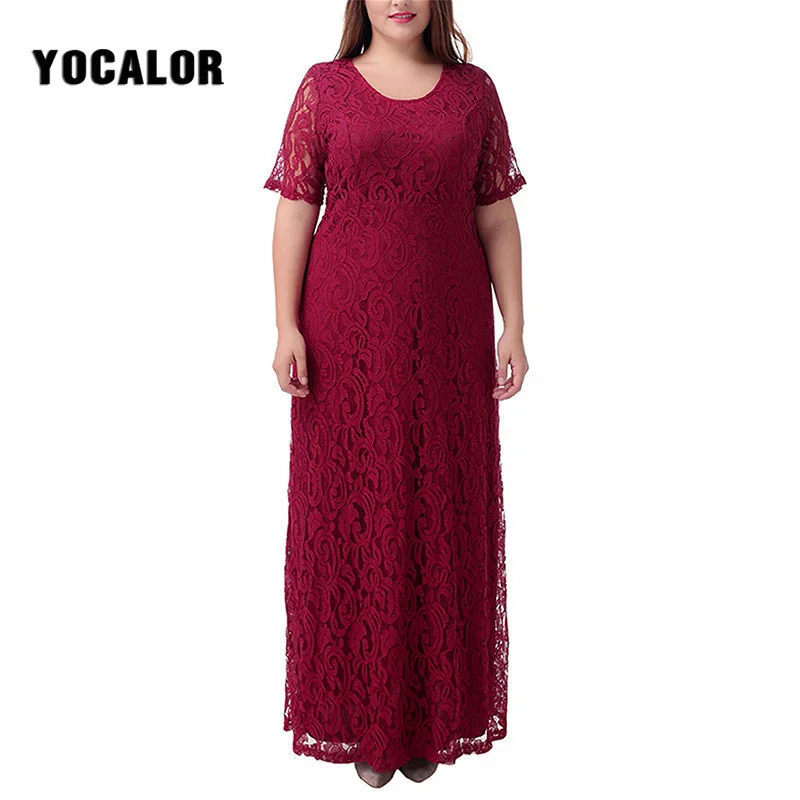 8XL женская одежда элегантный Кружево вечерние платье плюс Размеры короткий рукав