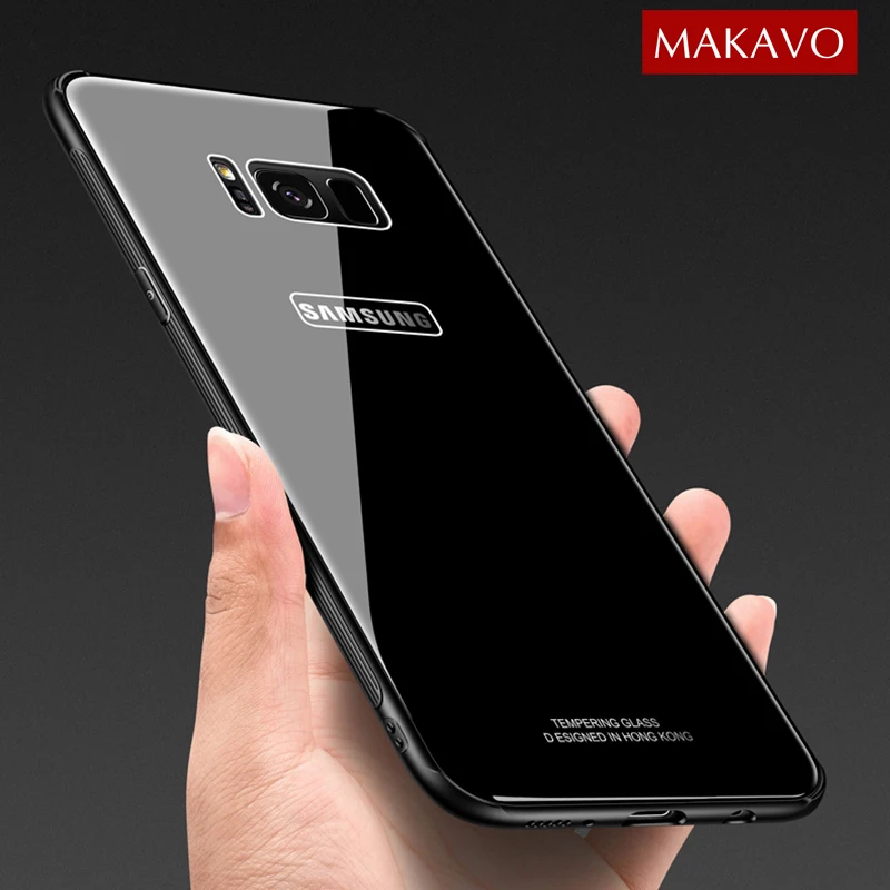 Чехол MAKAVO из закаленного стекла для Samsung Galaxy S8 Plus Note 8 Роскошный Гибридный чехол
