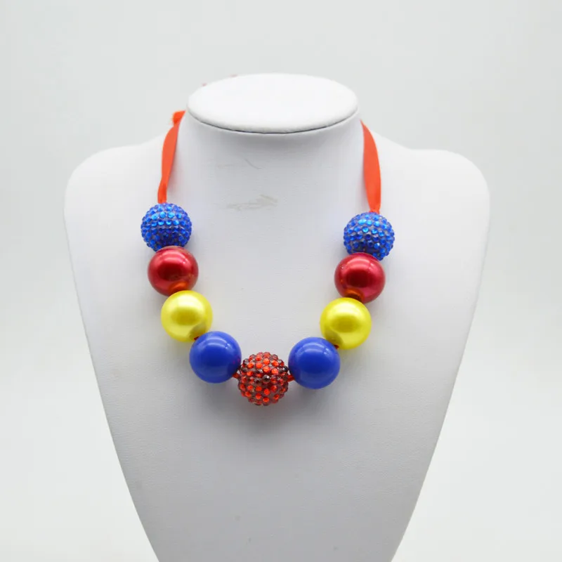 

2019 New Arrival 2pcs/lot Cute Child Beads Necklace Red Chunky Bubblegum Necklace For Kids Girl Fashion Gift