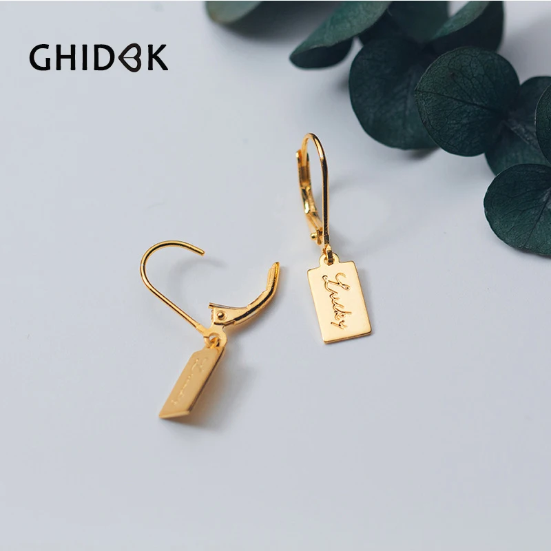 GHIDBK 925 пробы серебряные крошечные квадратные спиральный для хряща серьги женщин