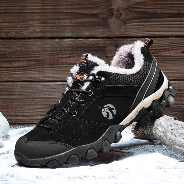 Black climbing shoes YIGER, новинка, Мужская Уличная прогулочная обувь, зимняя, на шнуровке, из натуральной кожи, походная обувь, мужская, для отдыха, скалолазания, нескользящая, повседневная, 0221 - Цвет: Black climbing shoes