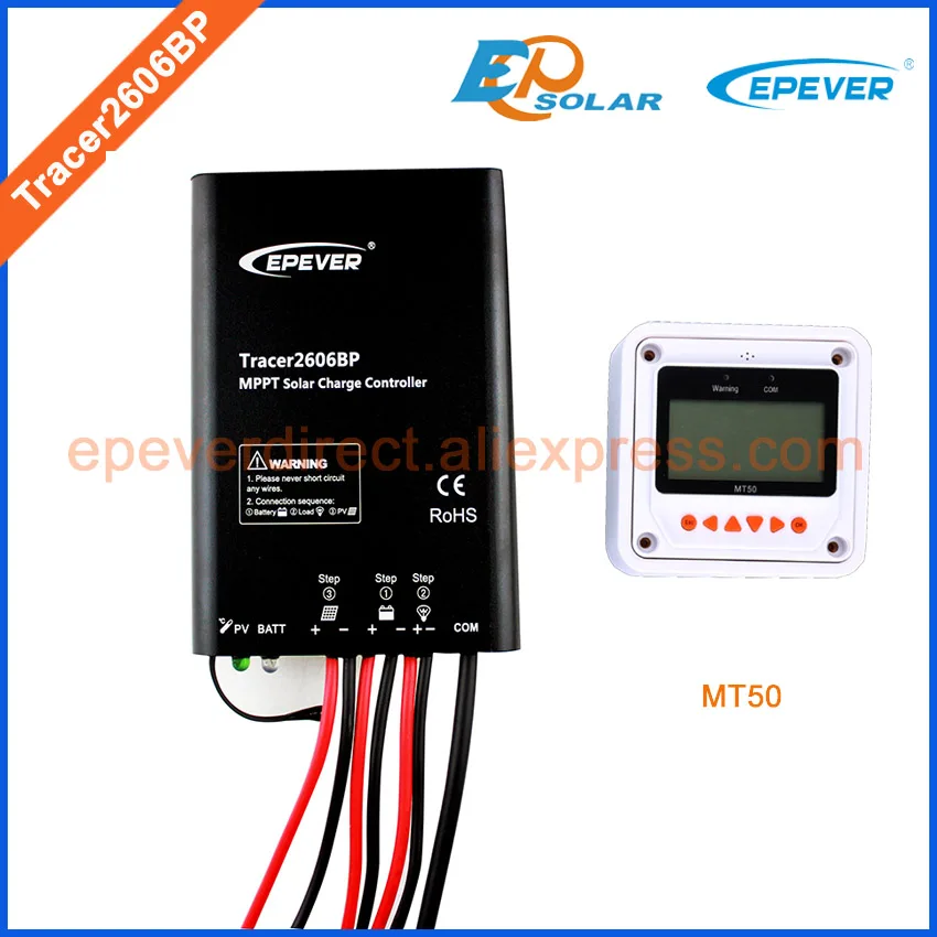 

regulator with MT50 remote Meter in white color,MPPT EPEVER New series solar controller Tracer2606BP 10A 10amps