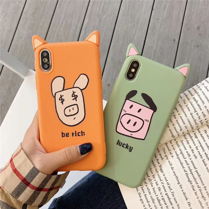 Cute Cartoon Couples Phone Case For iphone XMax XS XR Soft TPU Fundas Iphone6 6S 7 8 Plus Lovely Piggy Pattern Capa |