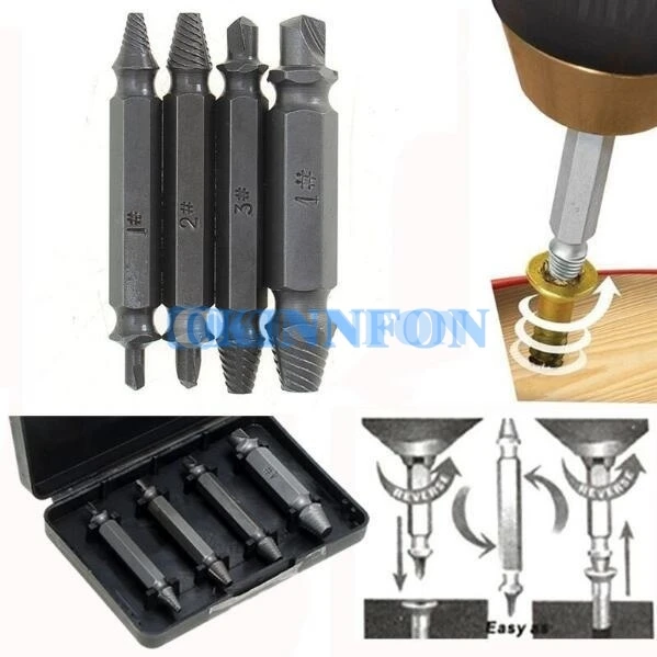 

DHL 100Set Damaged Screw Extractor Breakage Bolt Extractor Drill Bits Guide Set Broken Easy Out Fastener Kit Use