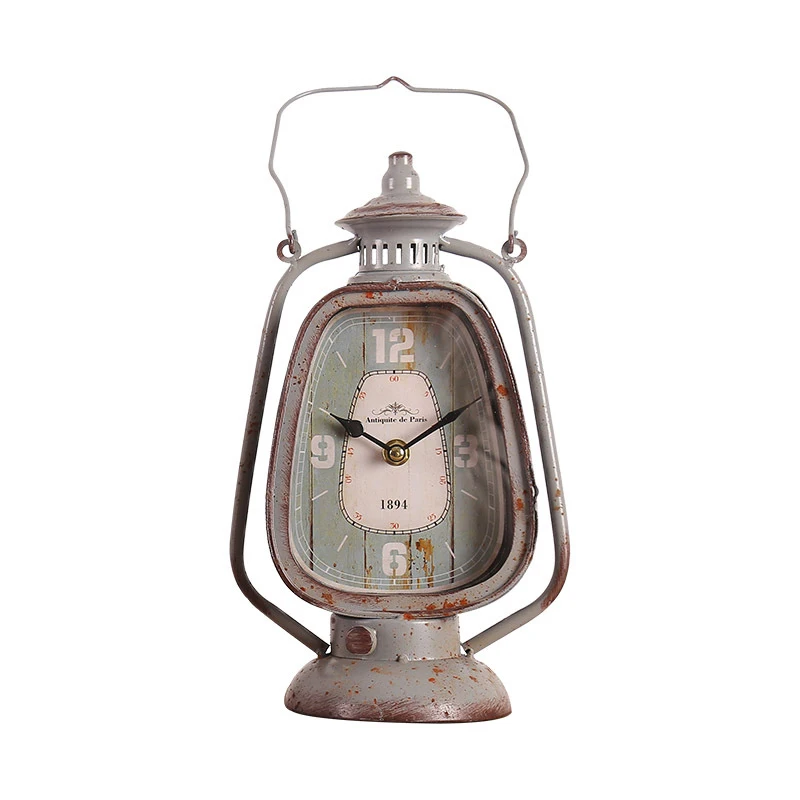 Kerosene lamp Европейская ретро настольная лампа керосиновая лампа настольные часы, электронные часы для украшения железного дисплея Статуэтка настольные украшения для дома - Цвет: Kerosene lamp
