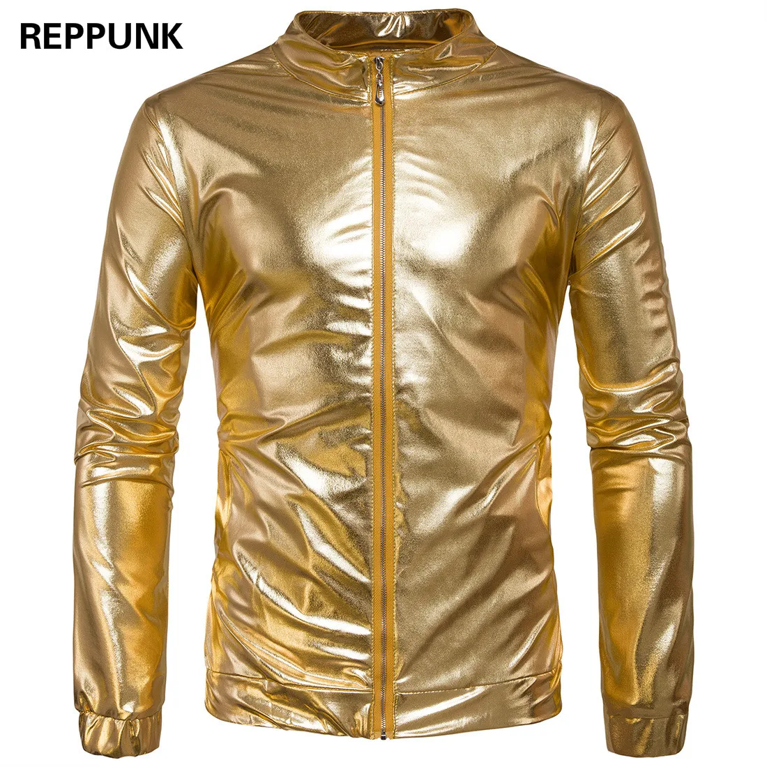 2018 Fashion Hiphop Skinny British Style Dress Shirt Leather Long Sleeve Men Casual Party Performance Clothing Wear Male | Мужская