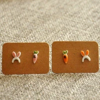 12 pairslot fashion stud earrings for women cartoon animals earring pink rabbit carrot ear jewelry handmade ceramic accessory
