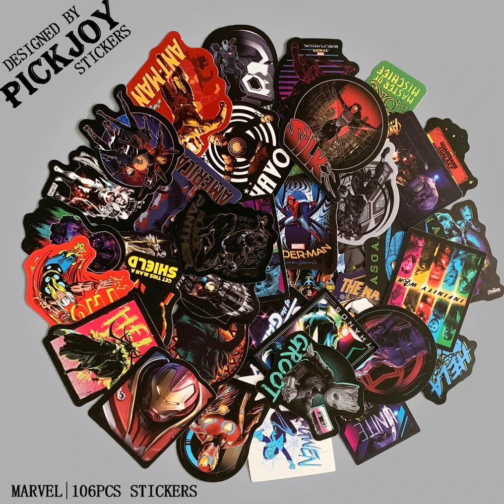 MV(25Pcs) 25/50/106 шт серия Marvel наклейки "Мстители" Железный человек "," Человек-паук "для автомобиля ноутбук рюкзак из ПВХ наклейка для велосипеда Телефон Водонепроницаемый переводная картинка - Цвет: MV(25Pcs)