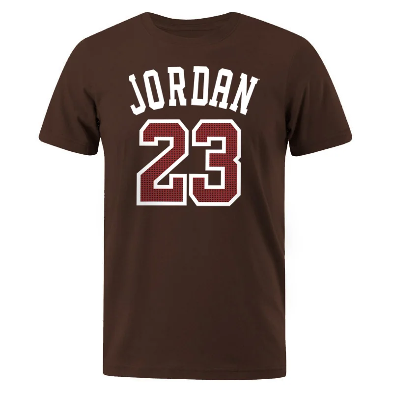 brown 6 Мужские футболки Лето Горячая Распродажа Топ тройник Jordan 23 принт уличная футболка хлопок короткий рукав Футболка Мужская Хип-Хоп Футболка - Цвет: brown 6