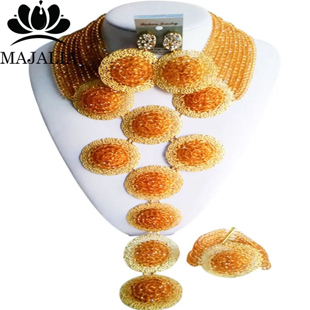 Ювелирный Комплект из бусин и кристаллов цвета шампанского|african beaded jewelry|bride