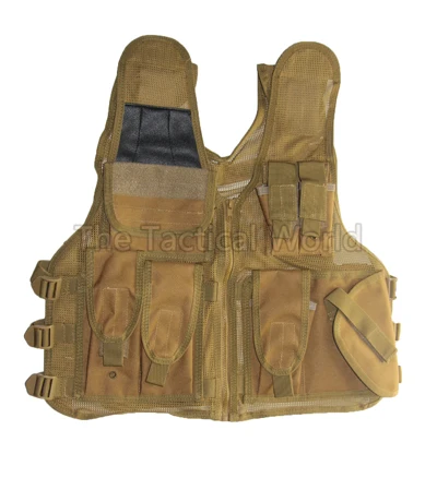 Tan Тактический военный Molle сетчатый жилет Многофункциональный Открытый регулируемый камуфляж черный Быстросохнущий рыболовный жилет охотничья куртка одежда - Цвет: Tan