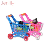 kitchen toys mini children supermarket plastic shopping cart with full grocery food playset toy for kids jn1302