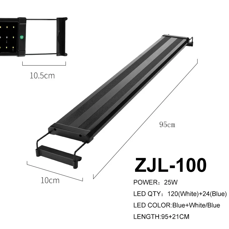 ZJL-100 95-116 см с выдвижными кронштейнами светодиодный светильник для аквариума длинный светильник ing 120 белый и 24 синий светодиодный s подходит для аквариума - Цвет: ZJL-100